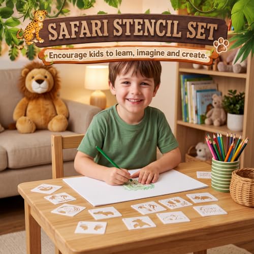Fainne 100 Pcs 1.5 Inch Safari Theme Small Stencils for Crafts - style: Safari