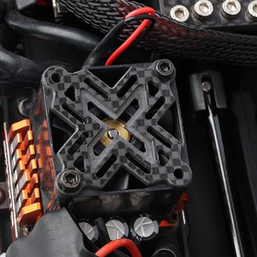 35mm×35mm Carbon Fiber RC Cooling Fan Cover - Universal Brushless Motor Heatsink/ESC Fan Guard Shield Shroud - for RC Cars, Trucks, Boats, Drones (X Style) - style: 35mm / X Style