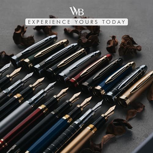 Wordsworth & Black Majesti Luxury Fountain Pen Set for Writing, Medium Nib - color: Black Checked, style: Medium Nib