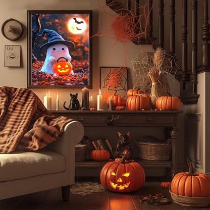 Spooky Paint by Numbers for Adults, Halloween Paint by Number on Canvas - color: MT23084