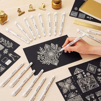Motiskyy 24 Pcs Gold Silver White Ink Gel Pens Bulk 1mm, White - color: White