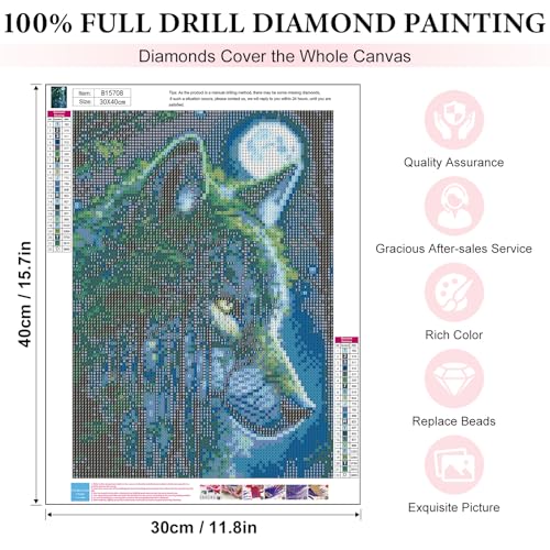 Yezavesu Wolf Diamond Art Kits for Adults Beginners 12x16 Inch - color: YDP0207