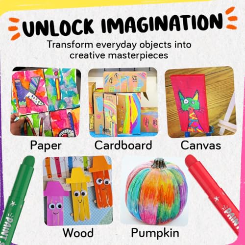 24 Thin Washable Paint Sticks for Kids, Painting Crayons w/Coloring Book - color: 24 Thin