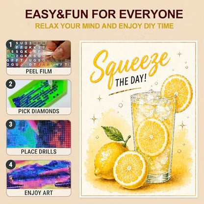 Lemon Diamond Art Kits for Adults, Squeeze The Day Diamond Painting Kit - color: HS042-1