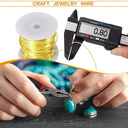 Funrous 5 Rolls Copper Wire 18 20 22 24 26 Gauge with Pliers,Gold - color: Gold