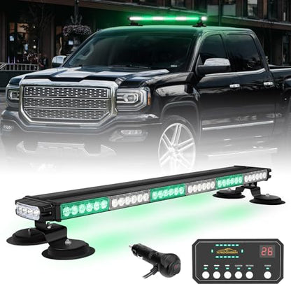 XRIDONSEN 28.4" Green White Roof Emergency Lights 80 LED Strobe Light Bar - color: Green/White