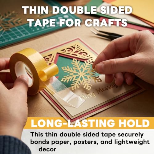 YINTTIAN Ultra-Thin PET Double Sided Tape for Crafts, 1 Inch x 49.2 Feet