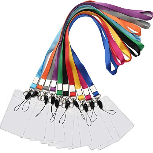 YOUOWO 10Pack 10Colours Neck Lanyards with Clear Vertial ID Badge Holders - color: 10 Pack 10 Colors With Badge Holder