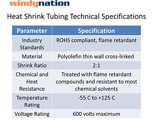 WindyNation 100 Feet (31 Meters) 1 inch, 1" I.D. Polyolefin 2:1 Black Heat Shrink Tubing - size: 100 ft. of 1"