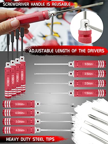 OGRC Tool Kit - Screwdriver Set, RC Repair Tools 1/8 1/10 RC Tools - 26pcs - color: Red