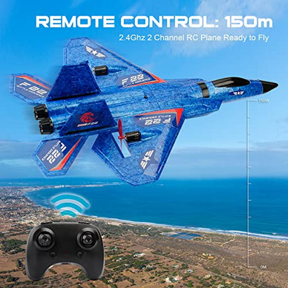 F22 RC Fighter Plane 2CH Ready to Fly RC Airplane for Beginners - color: Blue F-22 Raptor