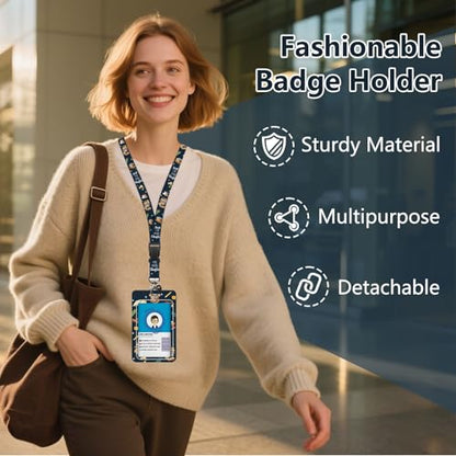 Book Lover Lanyards for ID Badge, ID Badge Holder with Retractable Reel - color: Reading