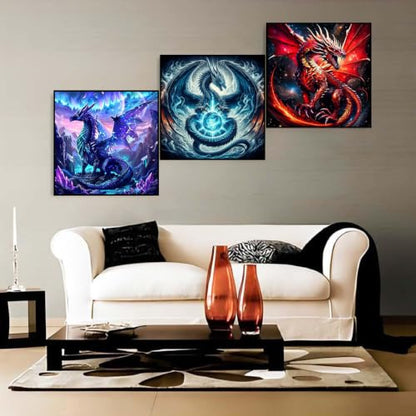 Ekuxom 3 Pack Diamond Art Kits for Adults-Dragon Diamond Painting Kits - color: 3pack-Dragon
