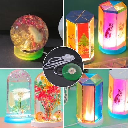 Round Display Base Silicone Mold with 6PCS LED Light for Resin
