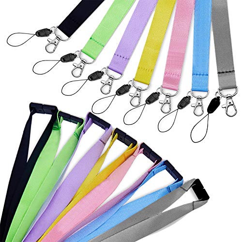 7Pack Multicolor Lanyards Quick Release with Clear Vertical ID Badge Holder - color: 7 Colors Lanyard With Vertical Badge Holder