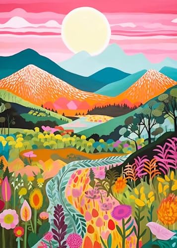 GCEOSINI Diamond Art Kits for Adults Mountain Flower Gem Art