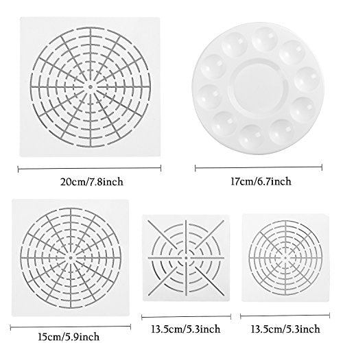 Whaline 18 Set Art Dotting Tools Mandala Dotting Tools Set Including 4 Mandala Stencils, 8 Acrylic Rods, Paint Tray and 5 Double Sided Dottings Tool