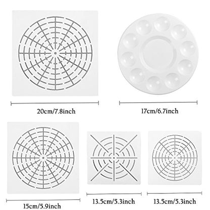 Whaline 18 Set Art Dotting Tools Mandala Dotting Tools Set Including 4 Mandala Stencils, 8 Acrylic Rods, Paint Tray and 5 Double Sided Dottings Tool