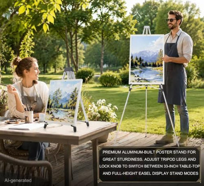 MXG 64" Adjustable Aluminum Large Display Stand,Easel for Painting & Sign - color: Silver