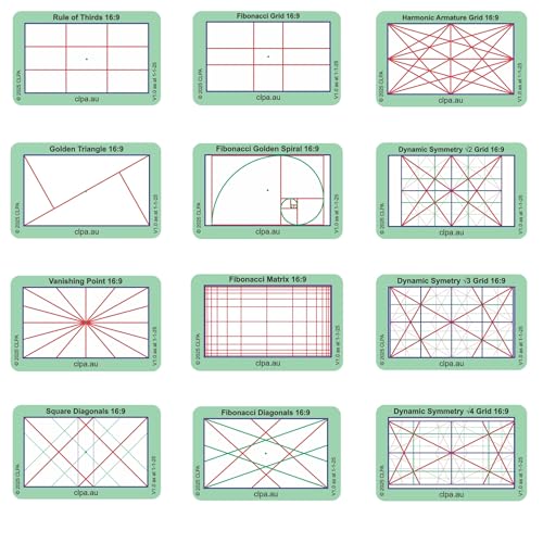 16:9 Directors Viewfinder Set, 12 Layouts, 12 Cards - size: Set - Full 16:9 Only