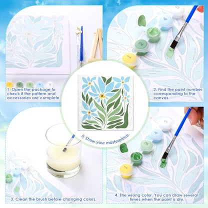 RoundFunny 8 Set Paint by Numbers Drawing Kit for Adults,Simple Blossom - style: Simple Blossom