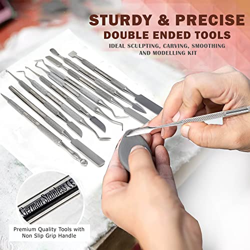 A2ZScilab - Premium Wax Carving Tools Set – 10 Pcs Stainless Steel Wax & Clay Sculpting Tools – Double Ended Dental and Wax Carvers Tools for Carving Modeling Sculpting and Shaping