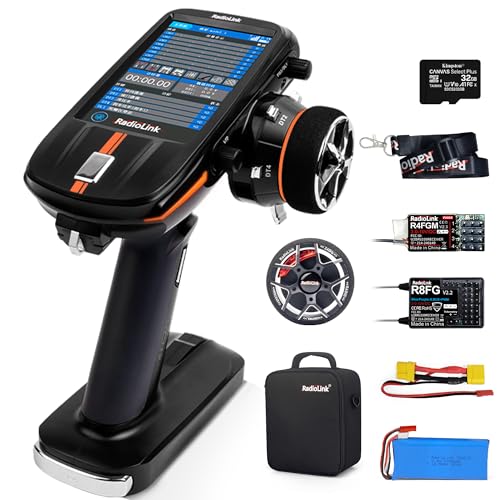 ATA HOBBY Radiolink RC8X 8CH 2.4G RC Transmitter and R8FG V2.1&R4FGM V2.1 Gyro Receivers, with Metal Steering Wheel, 600m Long Range, 200 Models for RC Crawler Drifting Cars Boats