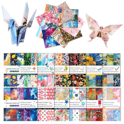 12 Different Packs Full Collection Origami Paper, 6-Inch Double Sided Color - color: 12 set
