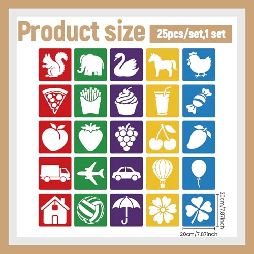 CUTHOLLOW 25 PCS Animals and Food Painting Shape Stencils Sets - style: Animals and Food