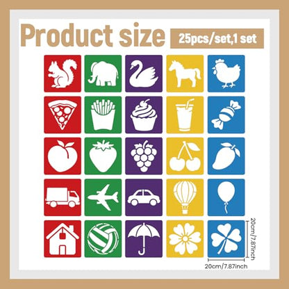 CUTHOLLOW 25 PCS Animals and Food Painting Shape Stencils Sets - style: Animals and Food