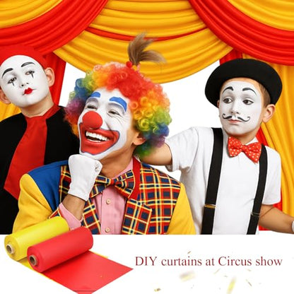 Moukeren Circus Carnival Table Cover Backdrop, Yellow, Red, 2 Roll - color: Yellow, Red