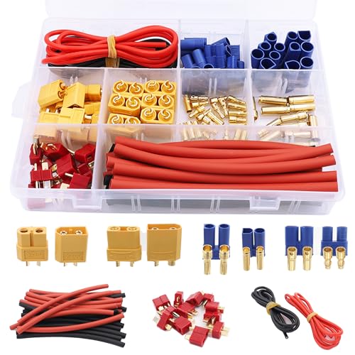 70 Pcs XT60 / XT90 /EC3 / EC5/T-Plug Deans Connector Adapters Kit