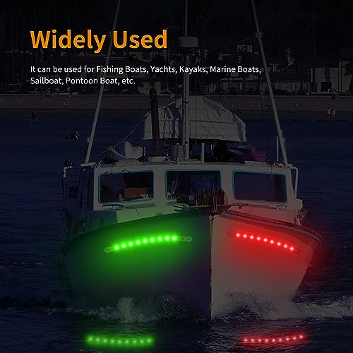RVZONE Boat Red & Green Bow Navigation Lights, LED Deck Light for Boats - color: 7.8 inch/Red and Green/white shell