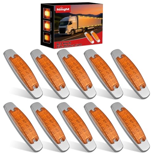Nilight 6.3" Amber Rectangle Side Marker Light with High Low Strobe - color: Amber 6.3" 10Pcs