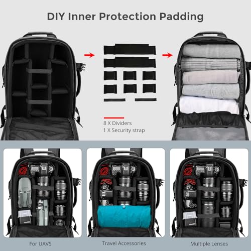Swissdigital Design Camera Backpack with USB Charging Port, Travel Camera Case With RFID Pockets, Large Capacity Photography Backpack,Black | SD16489510-01