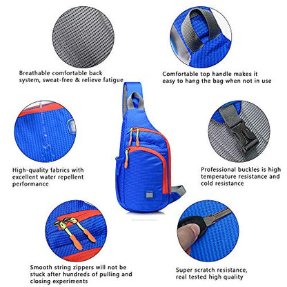 Peicees Small Sling Backpack Waterproof Unisex Shoulder Bag Chest Crossbody Daypack - color: Blue, size: Small