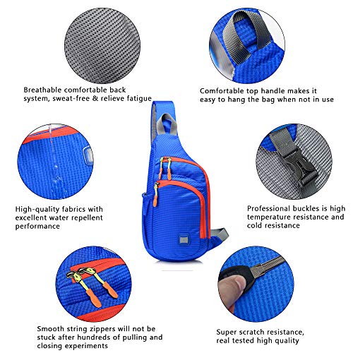Peicees Small Sling Backpack Waterproof Unisex Shoulder Bag Chest Crossbody Daypack - color: Orange, size: Medium