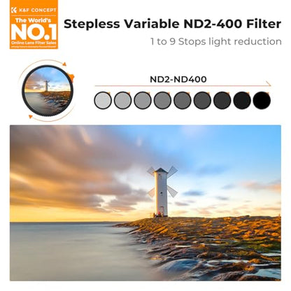 K&F CONCEPT 77mm Ultra-Low Reflectivity Variable ND2-400 ND Lens Filter - size: 77mm