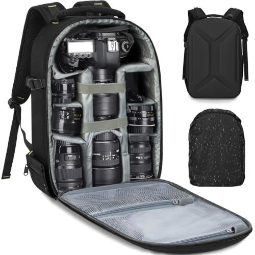 TORIBIO Large Hardshell Camera Backpack DSLR/SLR/Mirrorless Photography Bag - color: Black