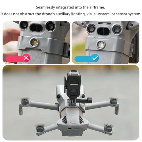 Action Camera Mount Adapter for DJI Mini 5 Pro, Drone Top Bracket with Night Led Light, Comapatible with DJI Osmo Nano/Insta360 Go Ultra/Go 3S/Go 3 (Camera Mount) - color: Camera mount