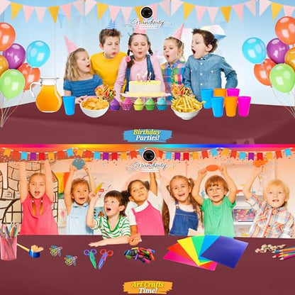 Grandipity Plastic Table Cloth Disposable 12 Pack 54” x 108” Rectangle - color: Burgundy, size: 54in. x 108in. Rectangle