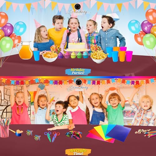 Grandipity Plastic Table Cloth Disposable 12 Pack 54” x 108” Rectangle - color: Burgundy, size: 54in. x 108in. Rectangle