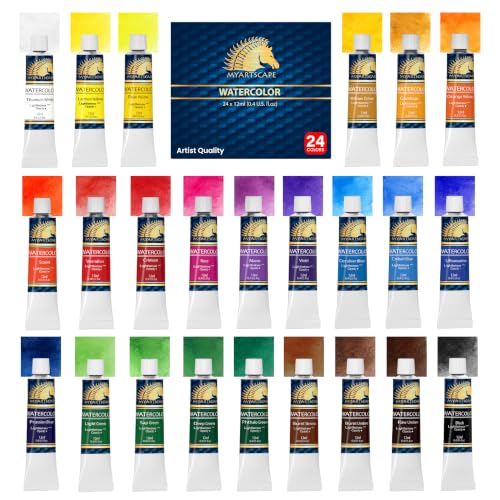 MyArtscape Watercolor Paint Set - 24 x 12ml Watercolor Paint Tubes