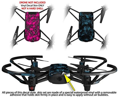 Skin Decal Wrap 2 Pack Compatible with DJI Ryze Tello Scattered Skulls Hot Pink Drone NOT Included