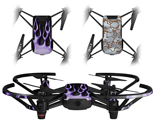 Skin Decal Wrap 2 Pack Compatible with DJI Ryze Tello Metal Flames Purple Drone NOT Included