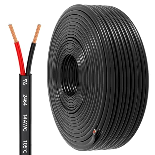 14 Gauge Wire 2 Conductor Electrical Wire, 14 AWG 2.08mm² Wire PVC Cord,12V/24V DC Low Voltage/Copper-clad Aluminum(CCA)Flexible/2 Wire for Automotive Wire LED Strips Lamp Lighting Marine(30.5M/100FT) - color: 14AWC, size: 100FT