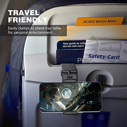 Perilogics Universal Airplane Phone Holder Mount, Plane Travel Essentials - color: Black / Lavender