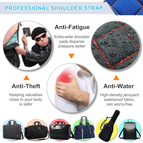 Anti-Theft Shoulder Bag Strap with RFID-Blocking Pockets - 170 Lbs - color: Blue