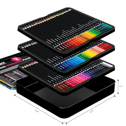 KALOUR 72 Watercolor Pencils Set, Water Soluble with 2 Brushes