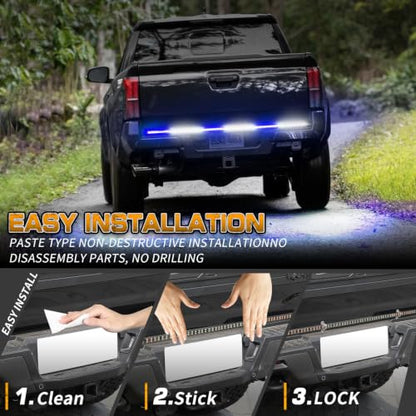 XRIDONSEN 48 inch Blue White Emergency Lights Strip Tailgate Strobe Lights - color: Blue/White